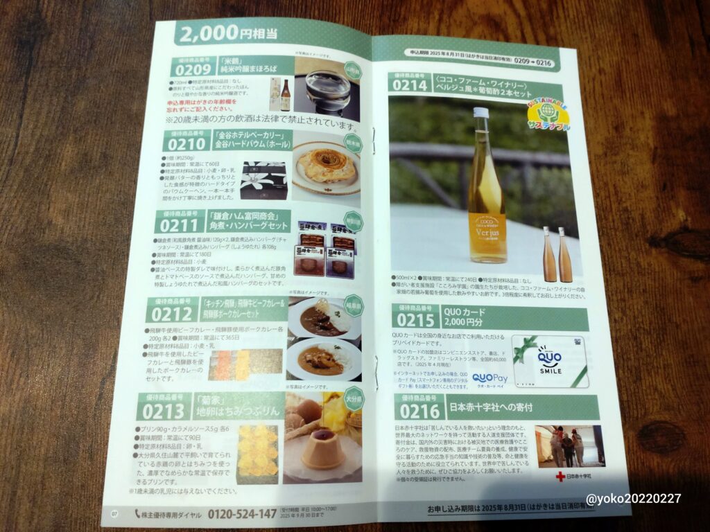 ヨロズ 株主優待カタログ 2000円相当 2025年3月期