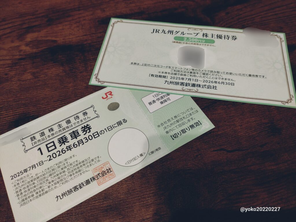 九州旅客鉄道 株主優待券 2025年3月期