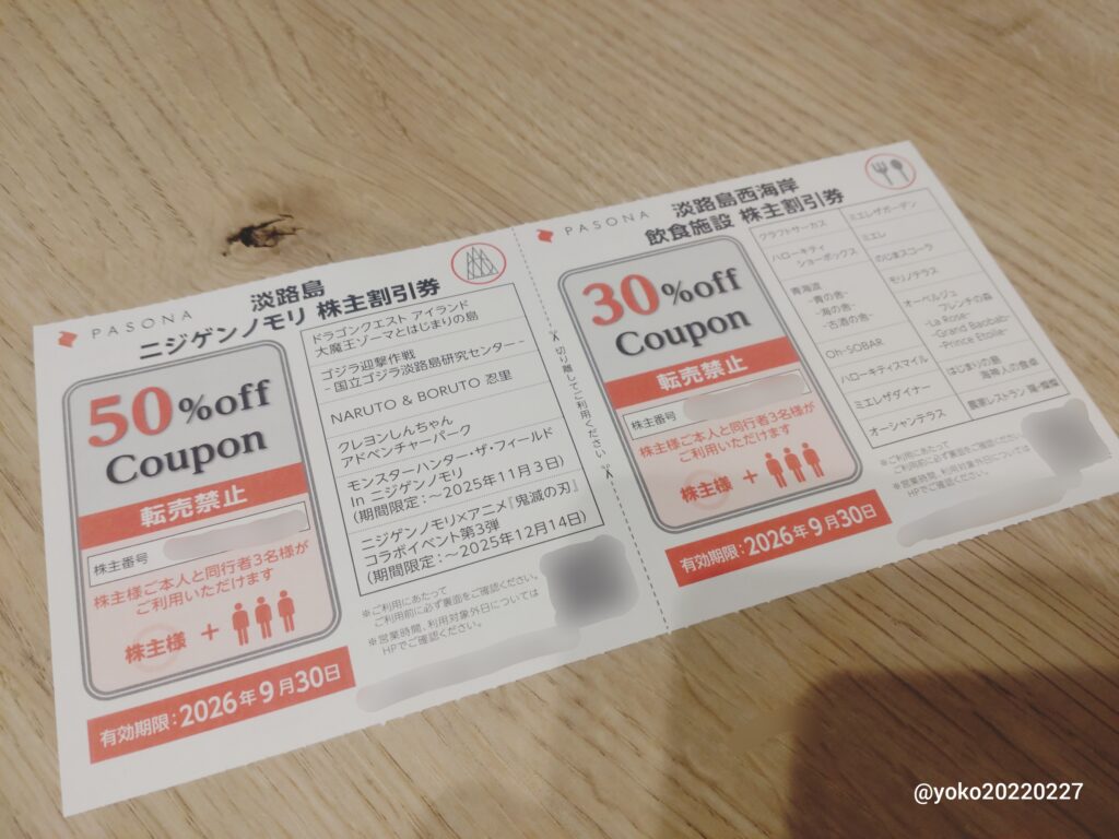 パソナグループ 株主優待券 2025年5月期